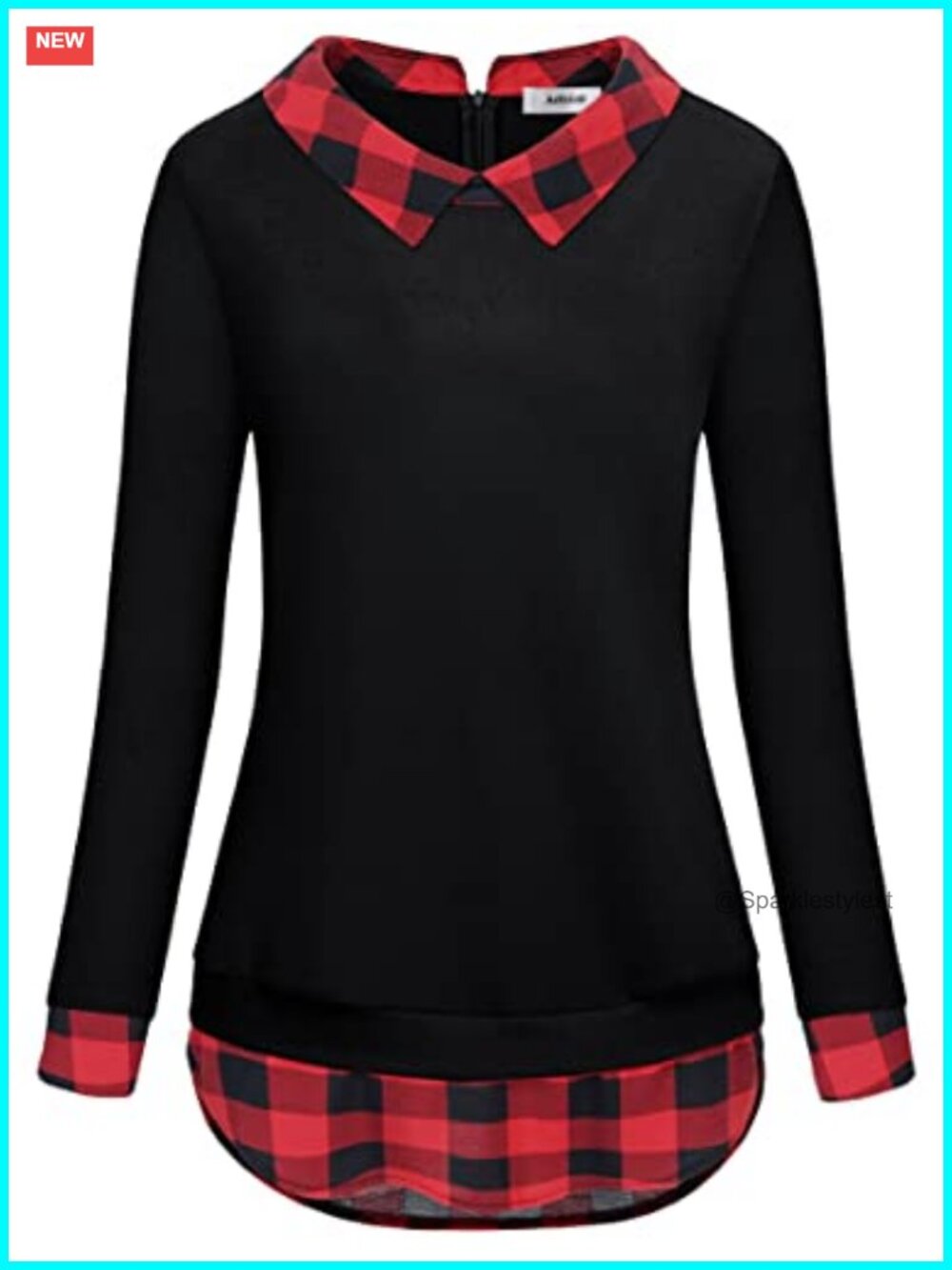 Womens 2 in 1 Blouse Sweater Combo Long Sleeve Tunic Business Casual Top